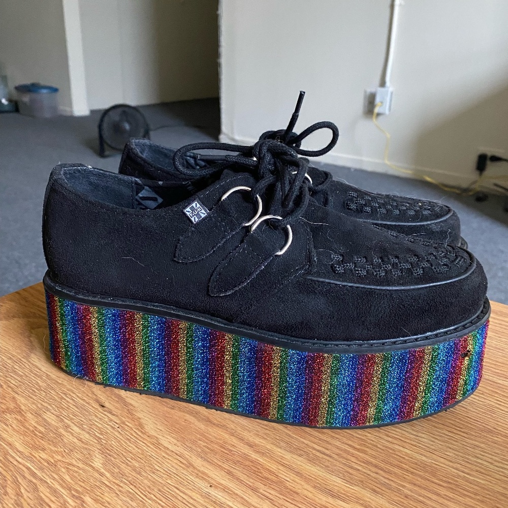 T.U.K. Black Rainbow Wrap Tinsel Creepers